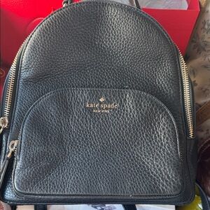 EUC Kate Spade Black Pebbled Leather with Gold Hardware Backpack